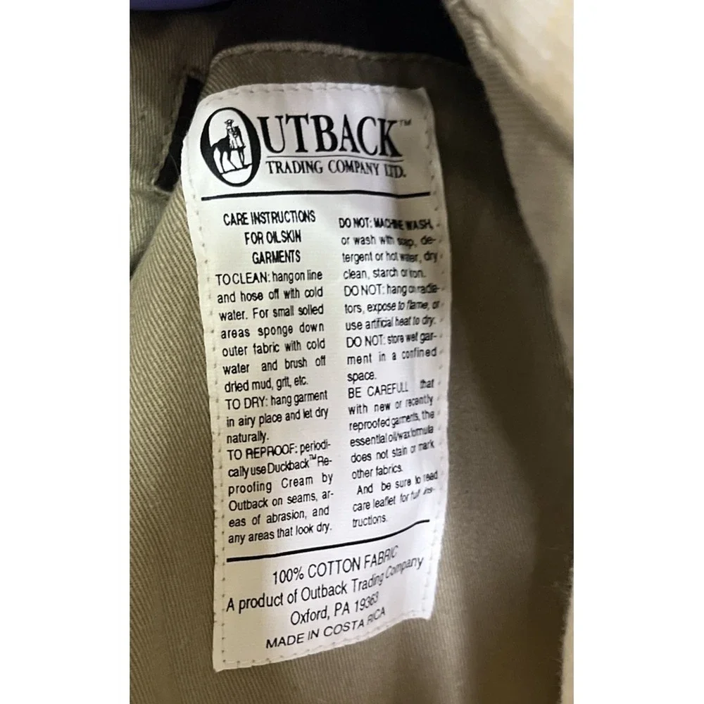 AUSTRALIAN OUTBACK Outfitters Genuine Duster Coat Mens Size L Oilskins Liner